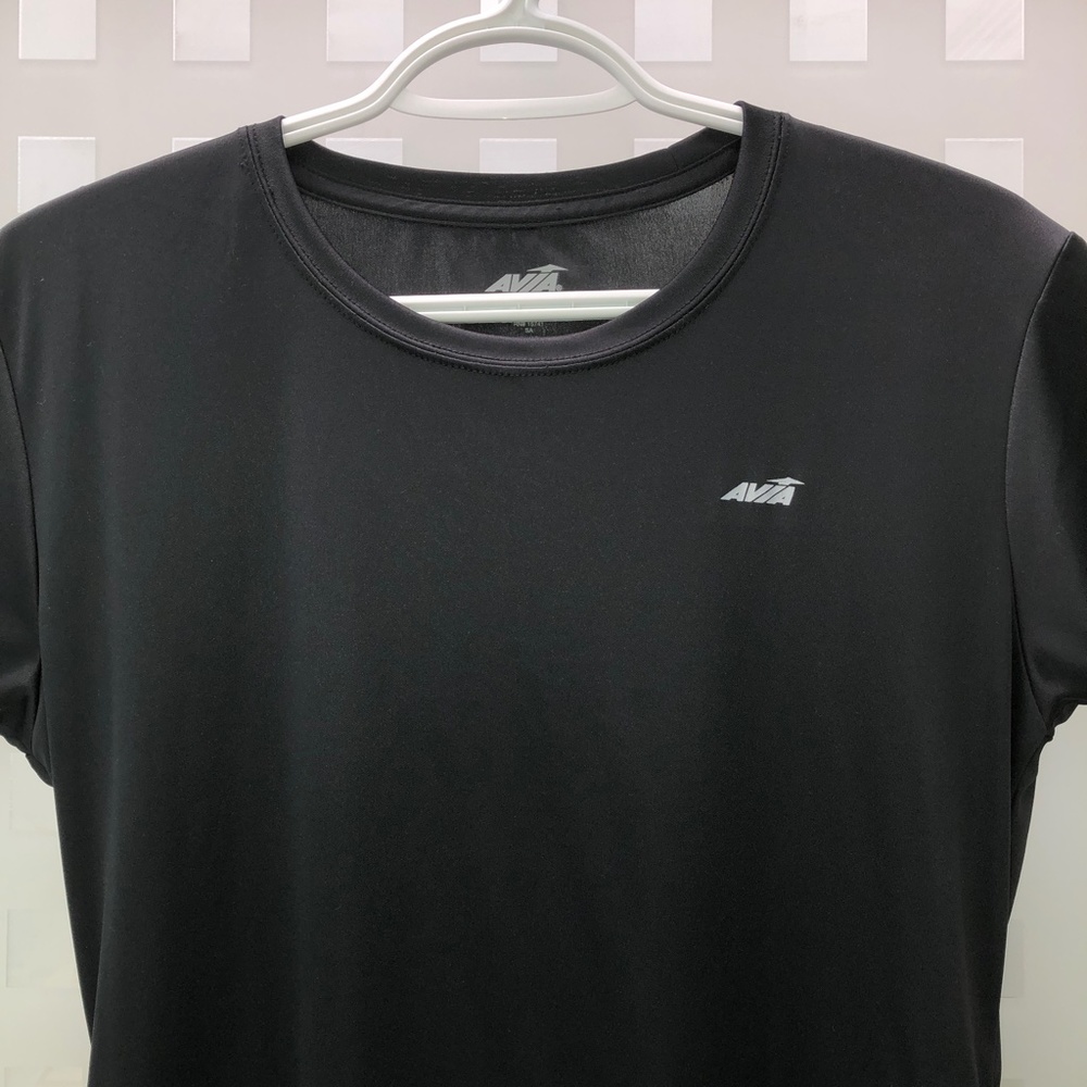 AVIA Crew Neck Short Sleeve Lightweight Tagless Active Athletic Top Black EUC - Picture 2 of 6